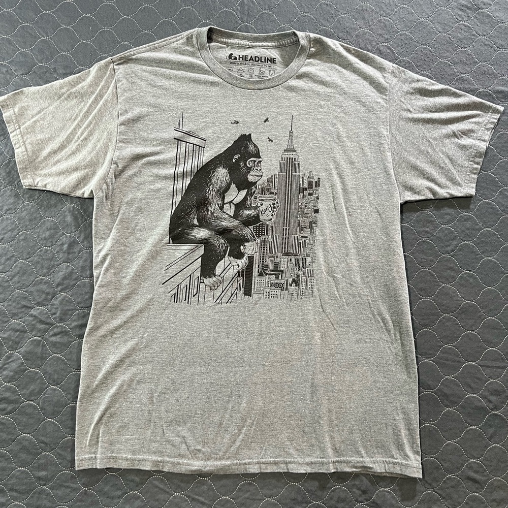 Headline Gray Graphic Short Sleeve Tee for Men